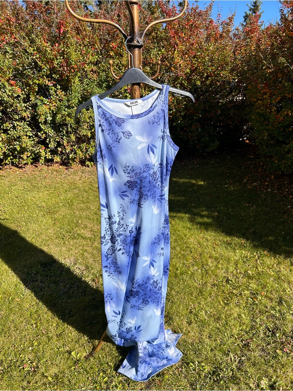 Light Blue Floral Sleeveless Maxi Dress